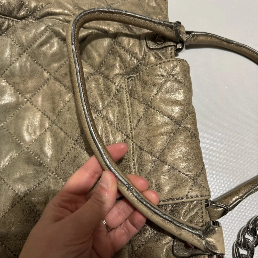 Michael Kors Large Fulton Quilted Leather‎ Tote Bag Purse Nickel Gun Metal